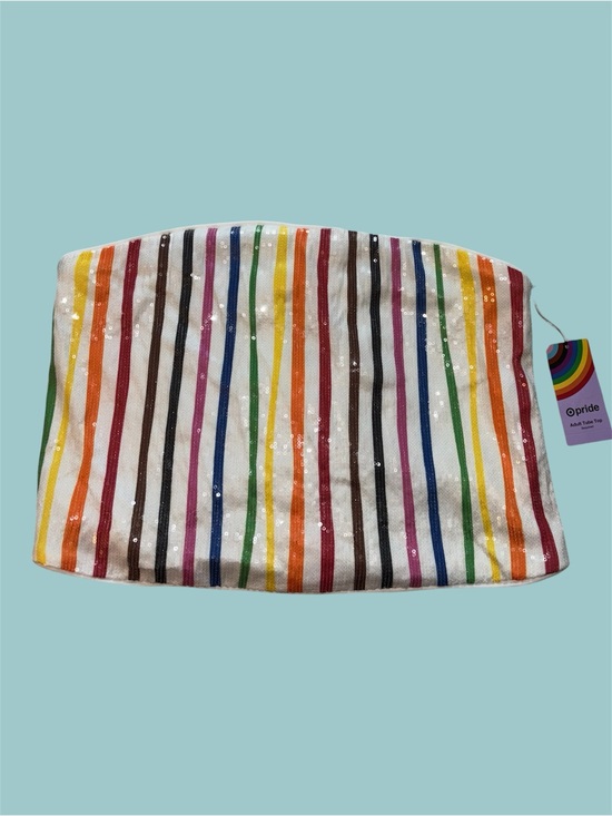 Target Tops - (🎃3 for 12🎃) Target Pride White and Rainbow Striped Sequin Crop Tube Top